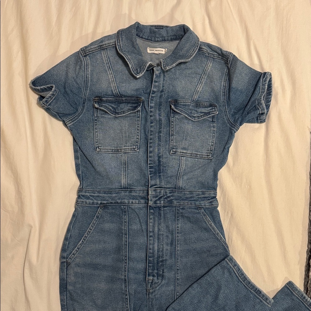 Good American Blue Denim Jumpsuit